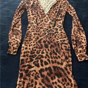 Leopard Print Long Sleeve Dress